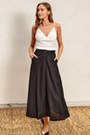 Fernanda Linen A-Line Maxi Skirt - Black