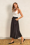 Fernanda Linen A-Line Maxi Skirt - Black