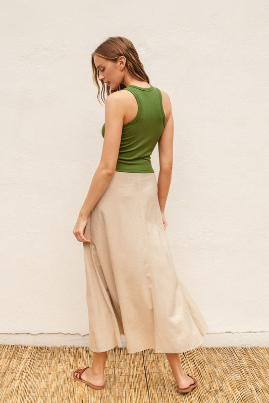 Fernanda Linen A-Line Maxi Skirt - Oatmeal