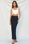 Alma Satin Maxi Skirt - Black