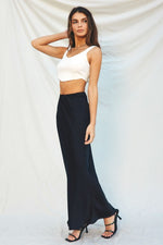 Alma Satin Maxi Skirt - Black