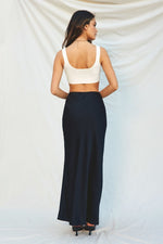 Alma Satin Maxi Skirt - Black