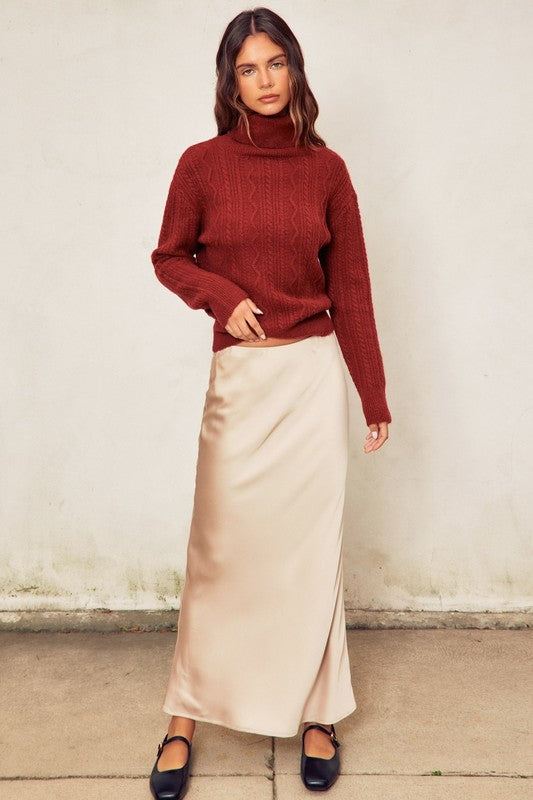 Alma Satin Maxi Skirt - Chamagne