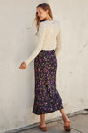 Alma Floral Satin Maxi Skirt - Plum/Floral