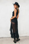 Hannah Lace Surplice Ruffle Maxi Skirt (Boyshorts Lining) - Black