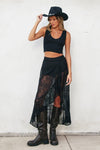 Hannah Lace Surplice Ruffle Maxi Skirt (Boyshorts Lining) - Black