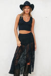 Hannah Lace Surplice Ruffle Maxi Skirt (Boyshorts Lining) - Black