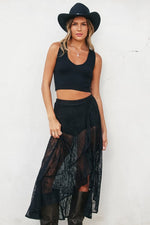 Hannah Lace Surplice Ruffle Maxi Skirt (Boyshorts Lining) - Black