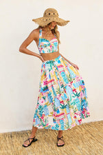 Ximena Summer Vibes Print Halter Top & Midi Skirt Set