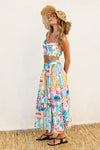 Ximena Summer Vibes Print Halter Top & Midi Skirt Set