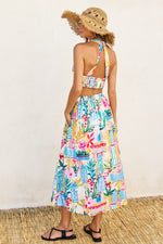 Ximena Summer Vibes Print Halter Top & Midi Skirt Set