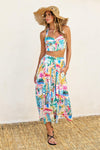Ximena Summer Vibes Print Halter Top & Midi Skirt Set