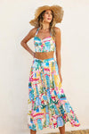 Ximena Summer Vibes Print Halter Top & Midi Skirt Set