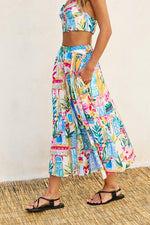 Ximena Summer Vibes Print Halter Top & Midi Skirt Set