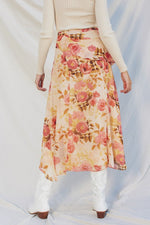 Kinley Floral Print Ruffle Midi Skirt - Pink/Cream