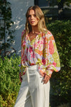 Margot Floral Print Chiffon Long Sleeve Top