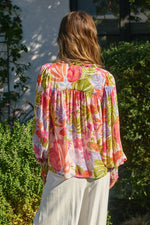 Margot Floral Print Chiffon Long Sleeve Top
