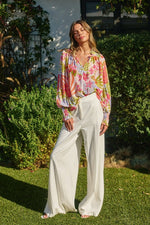 Margot Floral Print Chiffon Long Sleeve Top