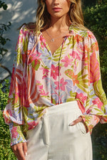 Margot Floral Print Chiffon Long Sleeve Top