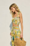 Carina Tropical Summer Print Smocked Top & Maxi Skirt Set