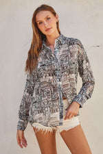 Megan Flowy Printed Button Down Shirt