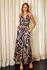 Elsie Satin Cowl Neck Halter Top & Pants Set