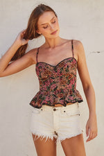 Cecilia Floral Peplum Bustier Top