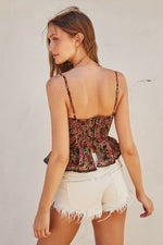 Cecilia Floral Peplum Bustier Top