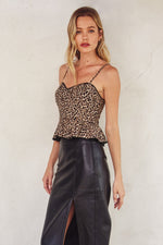 Cecilia Leopard Peplum Bustier Top