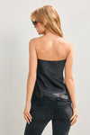 Connie Strapless Satin Lace Top - Black