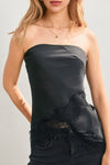 Connie Strapless Satin Lace Top - Black