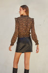 Amiyah Leopard Print Long Sleeve Blouse Top