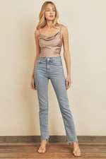 Melina Satin Cowl Neck Cami Top - Champagne