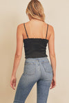 Melina Satin Cowl Neck Cami Top - Black