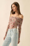 Layne Floral Print Mesh Off The Shoulder Bodysuit