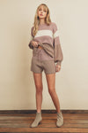 Althea Color Block Sweater And Shorts Set