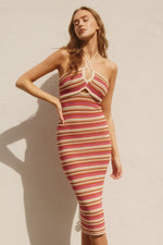 Rowan Crochet Stripe Knit Midi Dress