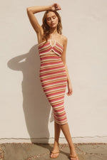 Rowan Crochet Stripe Knit Midi Dress