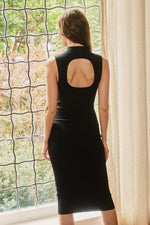 Atalie Knit Back Cut Out Midi Dress - Black