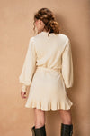 Debby Knit Sweater Waist Tie Ruffle Hem Detail Mini Dress