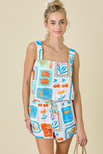 Marah Paradise Print Square Neck Top & Shorts Set