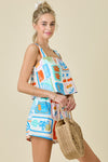 Marah Paradise Print Square Neck Top & Shorts Set