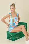 Marah Paradise Print Square Neck Top & Shorts Set