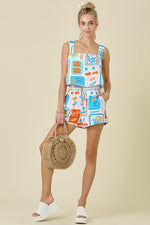Marah Paradise Print Square Neck Top & Shorts Set