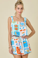 Marah Paradise Print Square Neck Top & Shorts Set