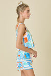 Marah Paradise Print Square Neck Top & Shorts Set