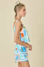 Marah Paradise Print Square Neck Top & Shorts Set