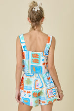 Marah Paradise Print Square Neck Top & Shorts Set
