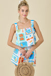 Marah Paradise Print Square Neck Top & Shorts Set