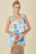 Marah Paradise Print Square Neck Top & Shorts Set